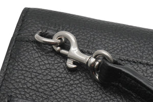 新品同様 BALENCIAGA バレンシアガ カードケース ショルダーバッグ ブラック レザー シルバー金具 中古 53383
