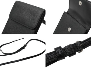 新品同様 BALENCIAGA バレンシアガ カードケース ショルダーバッグ ブラック レザー シルバー金具 中古 53383