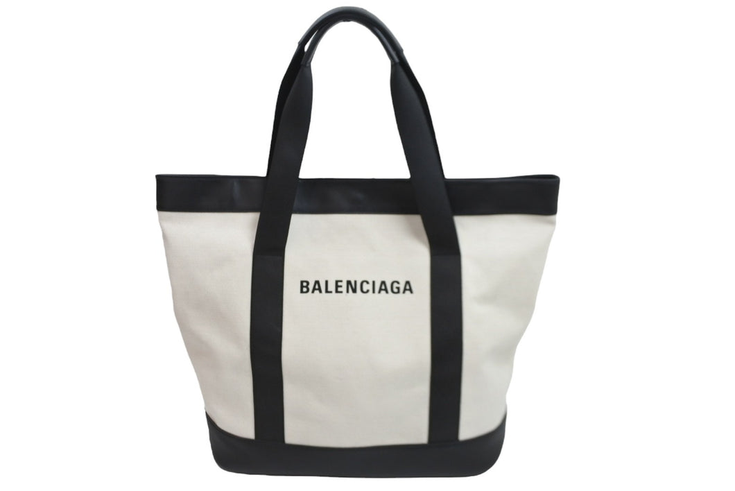極美品 BALENCIAGA バレンシアガ トートバッグ コットンキャンバス 374767AQ3AN9260 シルバー金具 中古 53397