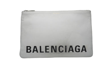 BALENCIAGA バレンシアガ クラッチバッグ ホワイト カーフスキン 5293130 シルバー金具 良品 中古 53399
