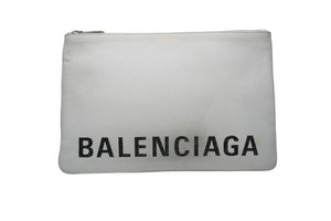 BALENCIAGA バレンシアガ クラッチバッグ ホワイト カーフスキン 5293130 シルバー金具 良品 中古 53399