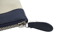 Load image into Gallery viewer, BALENCIAGA バレンシアガ クラッチバッグ ハンドバッグ 420407 4081 C 538735 キャンバスレザー ネイビー ベージュ 中古 53400