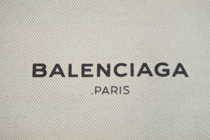 BALENCIAGA バレンシアガ クラッチバッグ ハンドバッグ 420407 4081 C 538735 キャンバスレザー ネイビー ベージュ 中古 53400