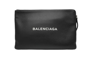 新品同様 BALENCIAGA バレンシアガ クラッチバッグ ショッピング ポーチ L ブラック レザー 492467 中古 53402