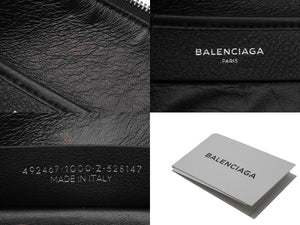 新品同様 BALENCIAGA バレンシアガ クラッチバッグ ショッピング ポーチ L ブラック レザー 492467 中古 53402