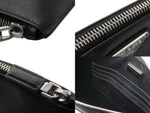 PRADA プラダ クラッチバッグ トラベルケース カーフスキン 2NG001 ブラック シルバー金具 美品 中古 53403