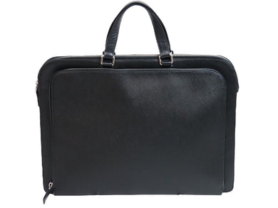 PRADA プラダ ビジネスバッグ ブリーフケース トライアングルロゴ サフィアーノ ブラック VR0023 シルバー金具 美品 中古 53404 