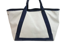 Load image into Gallery viewer, BALENCIAGA バレンシアガ トートバッグ カバストート キャンバス レザー 339936 4081 ベージュ ネイビー 良好 中古 53405
