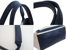 Load image into Gallery viewer, BALENCIAGA バレンシアガ トートバッグ カバストート キャンバス レザー 339936 4081 ベージュ ネイビー 良好 中古 53405