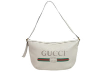 Load image into Gallery viewer, GUCCI グッチ ショルダーバッグ ホーボー 523588 525040 ホワイト グリーン レッド ゴールド金具 美品 中古 53411