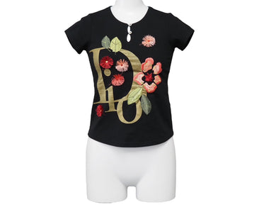 ChristianDior クリスチャンディオール 半袖Tシャツ ロゴ 刺繍 ボタン 06-6346-5180 コットン エラスタン 美品 中古 53413