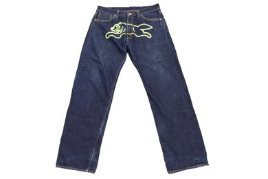 Billionaire Boys Club ビリオネアボーイズクラブ ランニングドッグ デニムパンツ ネイビー 蓄光 サイズL 良品 中古 53415