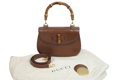 GUCCI グッチ バンブー 2WAYバッグ ハンドバッグ ショルダーバッグ 000 1227 0688 レザー ブラウン ゴールド金具 美品 中古 53433