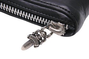 CHROME HEARTS クロムハーツ 長財布 レザー REC Fジップウォレット ダガー ブラック シルバー金具 美品 中古 53436