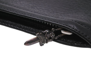 極美品 CHROME HEARTS クロムハーツ ダガー ジッパー レザー チェンジパース コインケース ブラック シルバー925 中古 53437