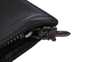 極美品 CHROME HEARTS クロムハーツ ダガー ジッパー レザー チェンジパース コインケース ブラック シルバー925 中古 53437