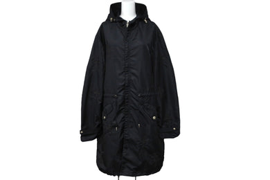 新品同様 CHROME HEARTS クロムハーツ コート モッズコート クロスパッチ ブラック ナイロン シルク ラムレザー サイズL 中古 53450