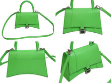 Load image into Gallery viewer, BALENCIAGA バレンシアガ アワーグラスSS ショルダーバッグ ハンドバッグ 2WAYバッグ レザー グリーン シルバー 美品 中古 53529