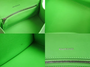 BALENCIAGA バレンシアガ アワーグラスSS ショルダーバッグ ハンドバッグ 2WAYバッグ レザー グリーン シルバー 美品 中古 53529