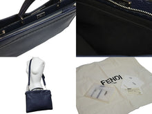 Load image into Gallery viewer, FENDI フェンディ ピーカブー 2WAYバッグ ショルダーバッグ ハンドバッグ レザー ネイビー シルバー金具 美品 中古 53530