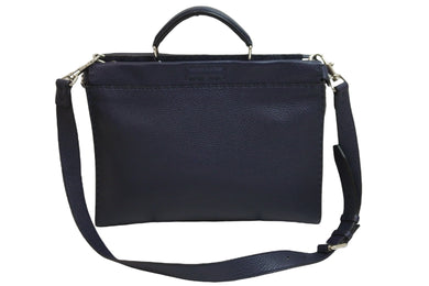 FENDI フェンディ ピーカブー 2WAYバッグ ショルダーバッグ ハンドバッグ レザー ネイビー シルバー金具 美品 中古 53530