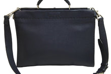 Load image into Gallery viewer, FENDI フェンディ ピーカブー 2WAYバッグ ショルダーバッグ ハンドバッグ レザー ネイビー シルバー金具 美品 中古 53530