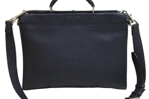 FENDI フェンディ ピーカブー 2WAYバッグ ショルダーバッグ ハンドバッグ レザー ネイビー シルバー金具 美品 中古 53530