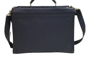 FENDI フェンディ ピーカブー 2WAYバッグ ショルダーバッグ ハンドバッグ レザー ネイビー シルバー金具 美品 中古 53530