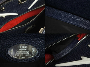 FENDI フェンディ ピーカブー 2WAYバッグ ショルダーバッグ ハンドバッグ レザー ネイビー シルバー金具 美品 中古 53530