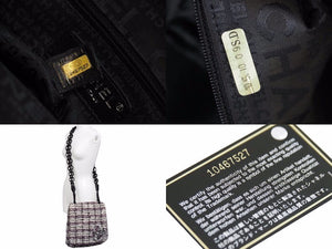 CHANEL シャネル ショルダーバッグ チェーンショルダー 10番台 2005年 ツイード グレー カメリア 美品 中古 53547