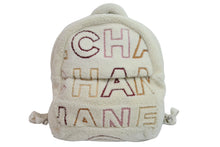 Load image into Gallery viewer, CHANEL シャネル ロゴ ボア リュック アイボリー マルチ バックパック 鞄 ココマーク シルバー金具 28番台 美品 中古 53550