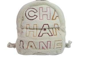 CHANEL シャネル ロゴ ボア リュック アイボリー マルチ バックパック 鞄 ココマーク シルバー金具 28番台 美品 中古 53550