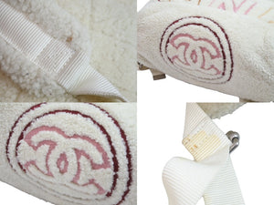 CHANEL シャネル ロゴ ボア リュック アイボリー マルチ バックパック 鞄 ココマーク シルバー金具 28番台 美品 中古 53550