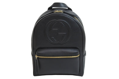 極美品 GUCCI グッチ リュック インターロッキングG ソーホー チェーンショルダー 536192 498879 ブラック ゴールド金具 中古 53577