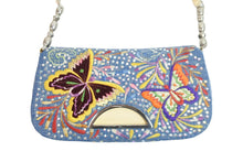 Load image into Gallery viewer, ChristianDior クリスチャンディオール ワンショルダーバッグ 蝶々 デニム レザー ラインストーン ブルー 美品 中古 53582