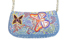 Load image into Gallery viewer, ChristianDior クリスチャンディオール ワンショルダーバッグ 蝶々 デニム レザー ラインストーン ブルー 美品 中古 53582