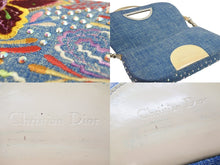 Load image into Gallery viewer, ChristianDior クリスチャンディオール ワンショルダーバッグ 蝶々 デニム レザー ラインストーン ブルー 美品 中古 53582