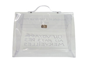 HERMES エルメス ビニール ケリー ヴィンテージ ハンドバッグ ターンロック式 スケルトン クリア ゴールド金具 美品 中古 53583