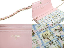 Load image into Gallery viewer, CHANEL シャネル チェーンショルダーバッグ ウォレット 27番台 ラメツイード ピンク ゴールド金具 美品 中古 53590