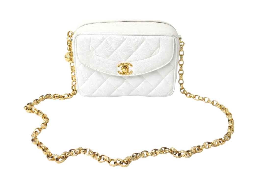 CHANEL シャネル ショルダーバッグ マトラッセ チェーンショルダー 2番台 キャビアスキン GP ゴールド金具 美品 中古 53591