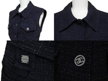 Load image into Gallery viewer, CHANEL シャネル セットアップ ベスト スカート 01P P17615 P17613 ネイビー ツイード サイズ36 美品 中古 53594