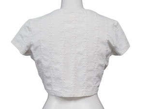 激レア CHANEL シャネル 半袖Ｔシャツ チビT クロップド ココマーク 総柄 ホワイト P07794V05398 97P サイズ40 美品 中古 53597
