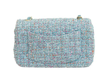Load image into Gallery viewer, 新品同様 CHANEL シャネル ツイード チェーン ショルダーバッグ 31番台 ライトブルー ココマーク ゴールド金具 ロゴ 中古 53621