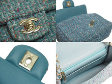 Load image into Gallery viewer, 新品同様 CHANEL シャネル ツイード チェーン ショルダーバッグ 31番台 ライトブルー ココマーク ゴールド金具 ロゴ 中古 53621