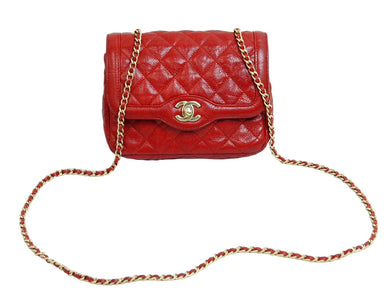 CHANEL シャネル マトラッセ チェーン ショルダーバッグ キャビアスキン 21番台 レッド ココマーク ゴールド金具 美品 中古 53636