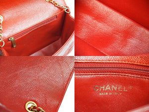 CHANEL シャネル マトラッセ チェーン ショルダーバッグ キャビアスキン 21番台 レッド ココマーク ゴールド金具 美品 中古 53636
