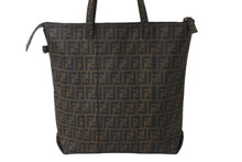 Load image into Gallery viewer, FENDI フェンディ ズッカ柄 トートバッグ 7VA-196-UZD ファスナー開閉 ブラック ブラウン 美品 中古 53638