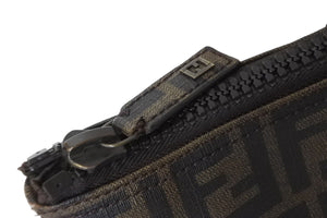 FENDI フェンディ ズッカ柄 トートバッグ 7VA-196-UZD ファスナー開閉 ブラック ブラウン 美品 中古 53638