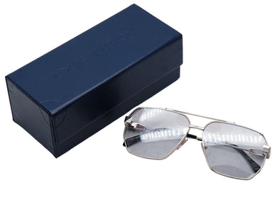 LouisVuitton ルイ ヴィトン 23AW モノグラムリビールパイロットサングラス Z18340 シルバー ブラック 63▫︎14 美品 中古 53646 