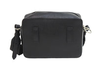 Load image into Gallery viewer, OFF WHITE オフホワイト カメラバッグ ショルダーバッグ イタリア製 レザー ブラック ホワイト シルバー金具 美品 中古 53659